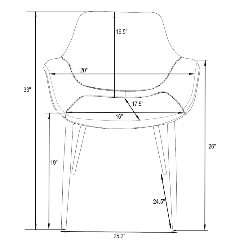 Leather Dining Chair with Iron Legs Set of 4 Modern Accent Armchair