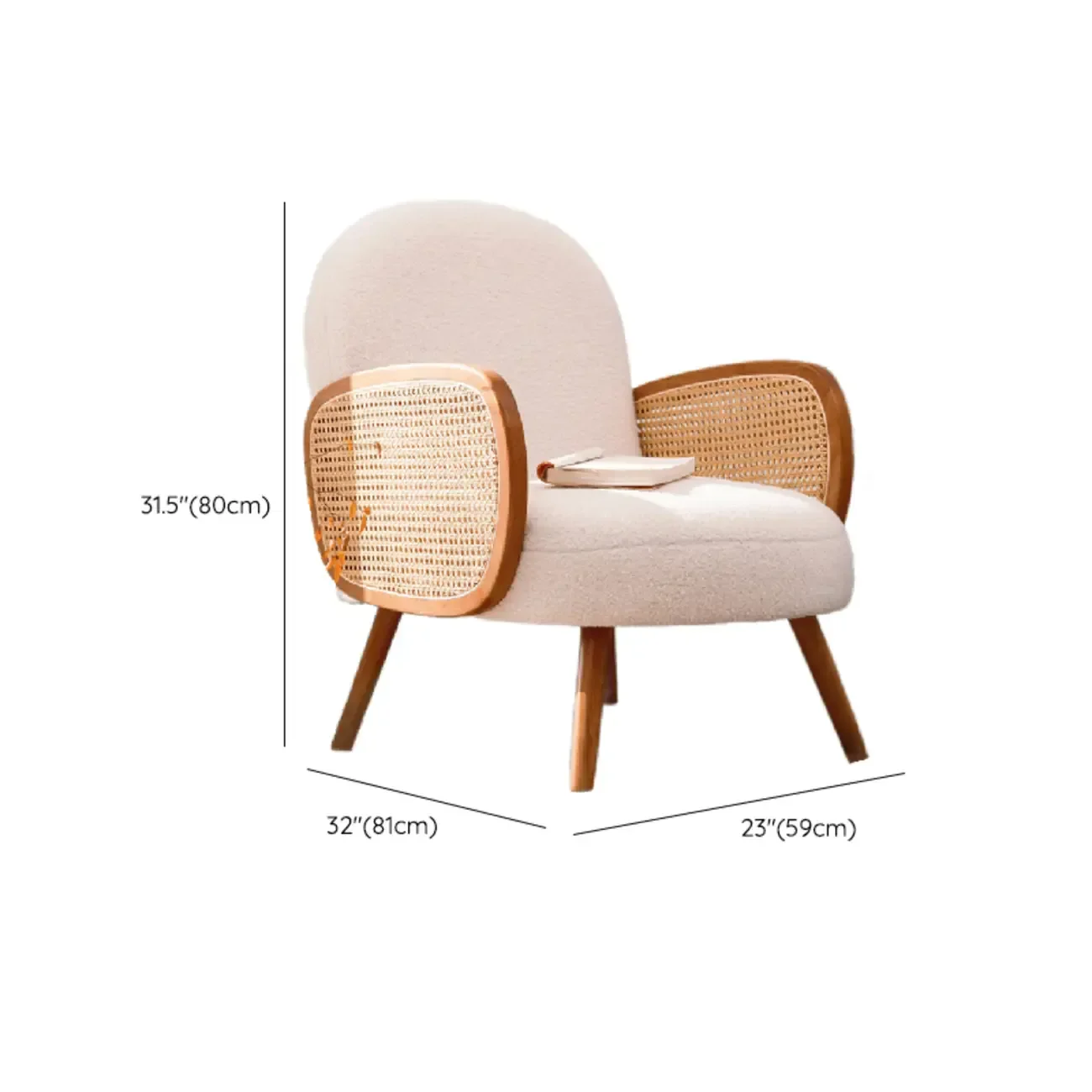 Glam Sherpa Accent Arm Chair with White Cushion