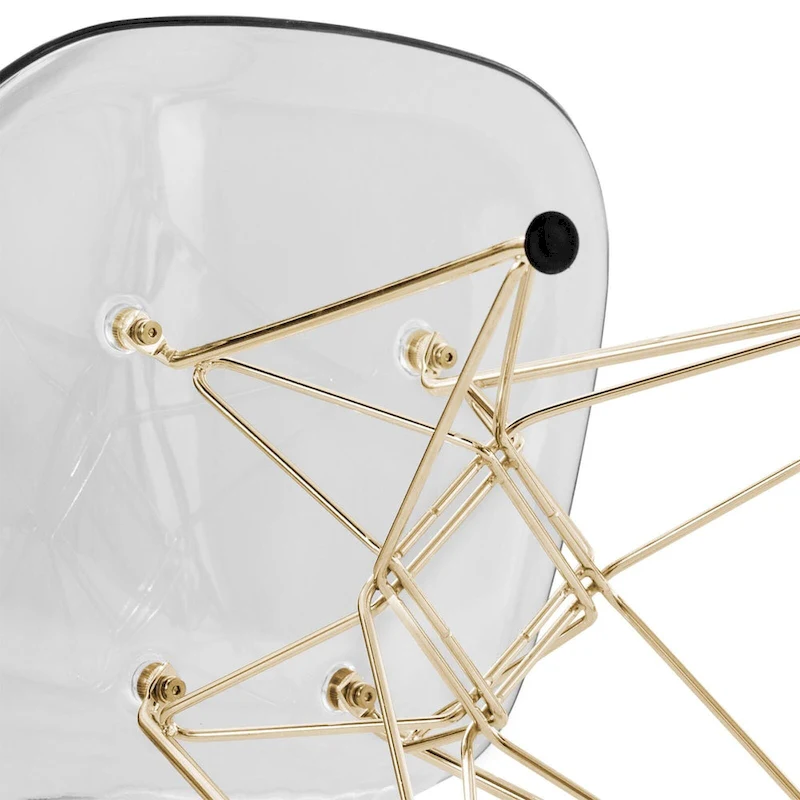 Cresco Plastic Dining Side Chair with Eiffel Base in Gold Set of 2 by LeisureMod