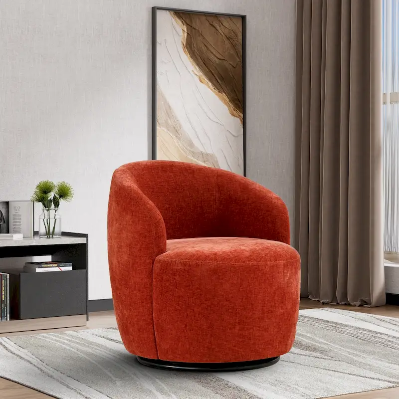 Ouyessir Accent Upholstered Round Velvet 360 Degree Swivel Sofa Chairs