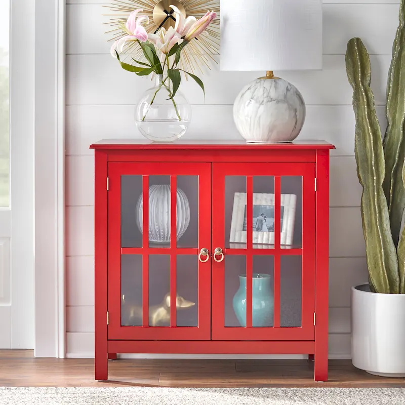 Simple Living Portland 2-Door Glass Cabinet