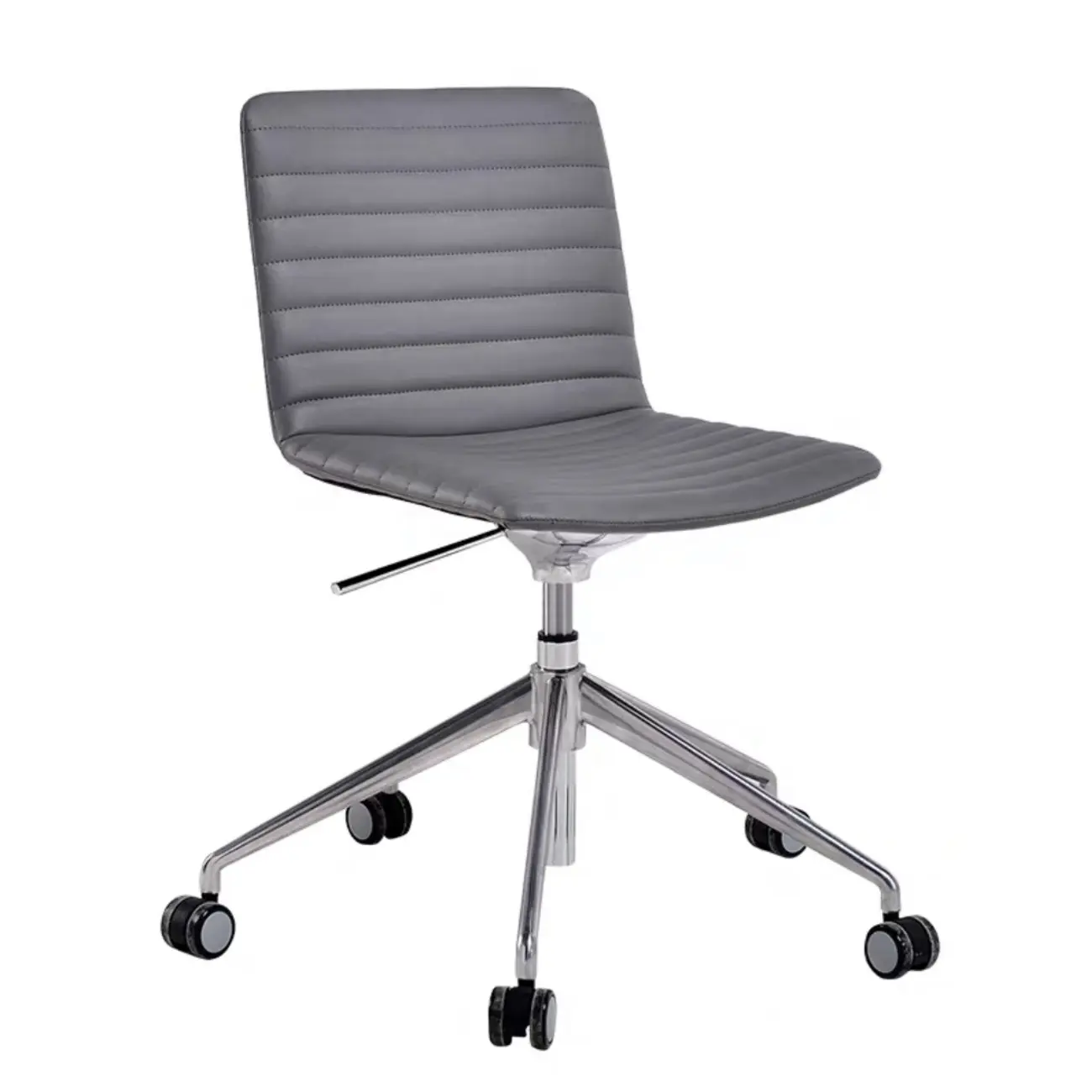 Modern Black Leather Metal Adjustable Swivel Office Chair