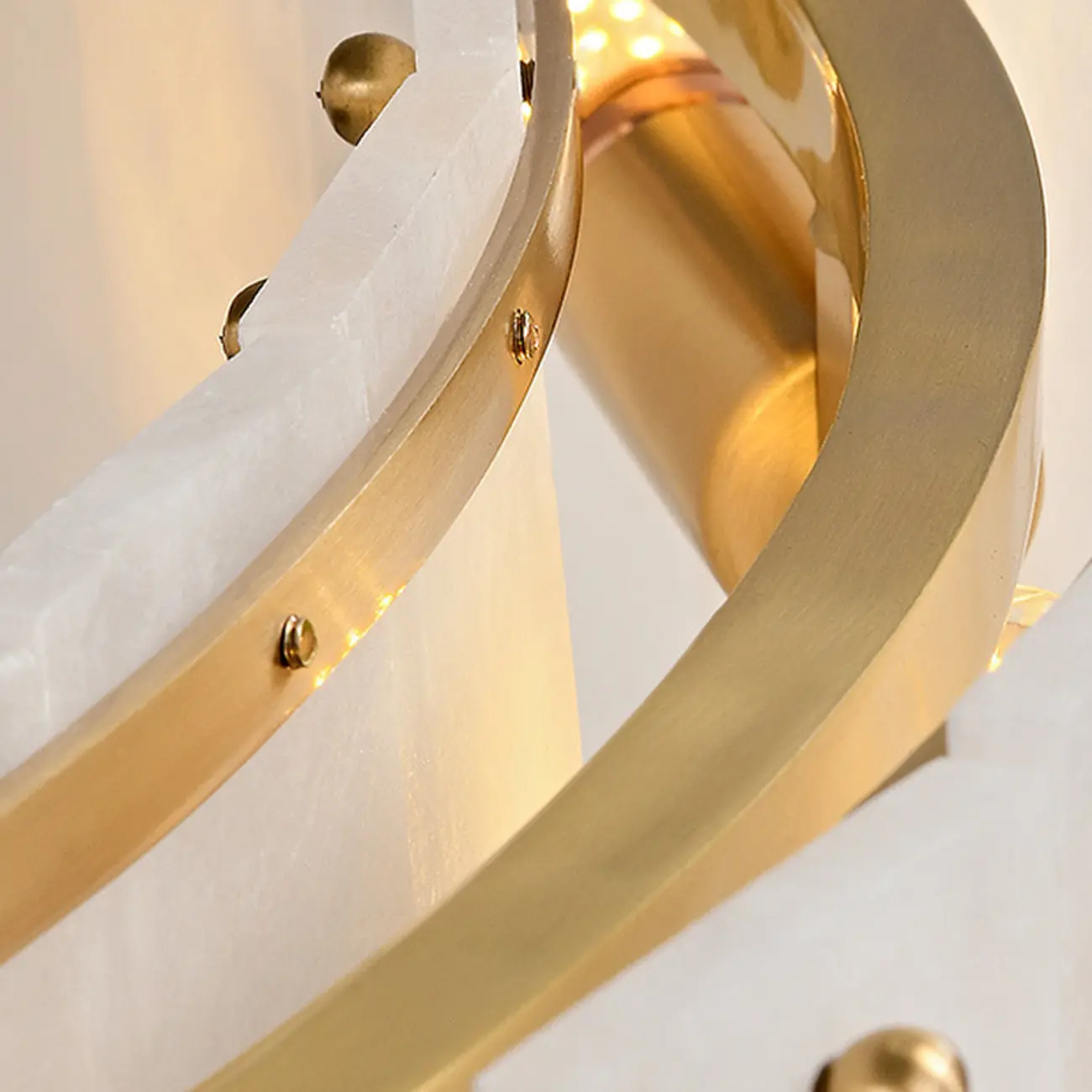 White Circular Alabaster Modern Ring Chandelier Light