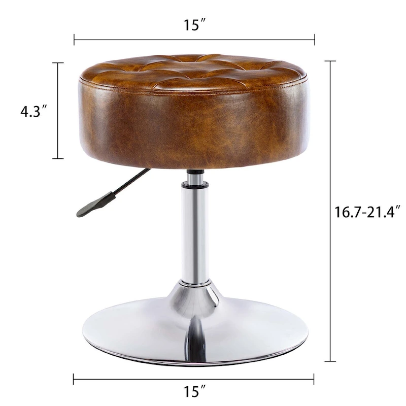 Adjustable Height Round Ottoman Swivel Vanity Stool