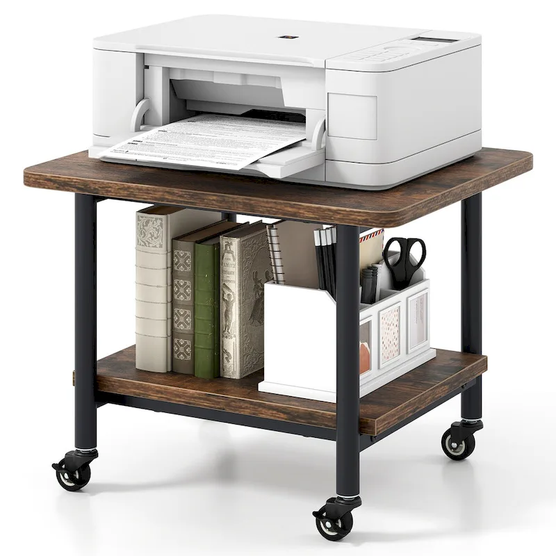 Gymax Under Desk Printer Stand 2-Tier Mobile Printer Table w/ Storage - See Details