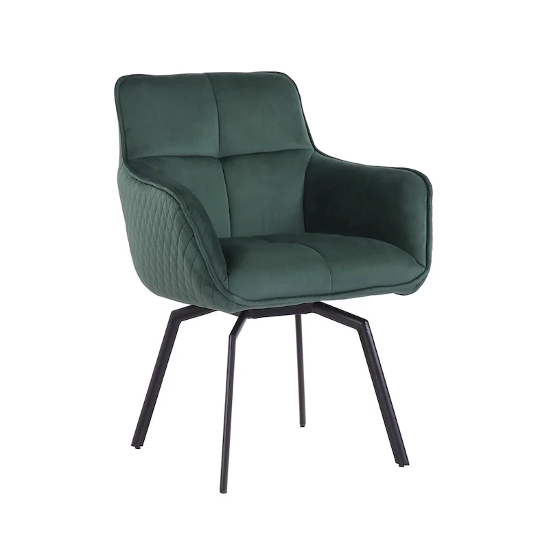 Swivel Velvet Accent Chair with Metal Legs