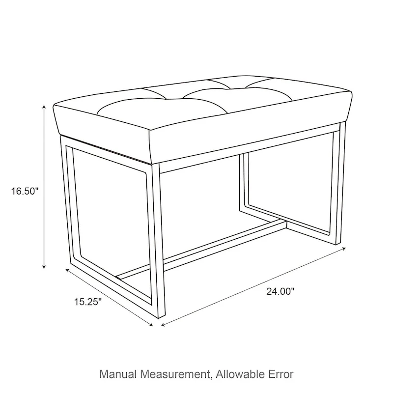 Glitzhome Set of 2 24 W Modern PU Leather Button-tufted Ottoman Foot stool