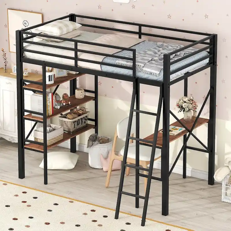 Twin Size Metal Loft Bed