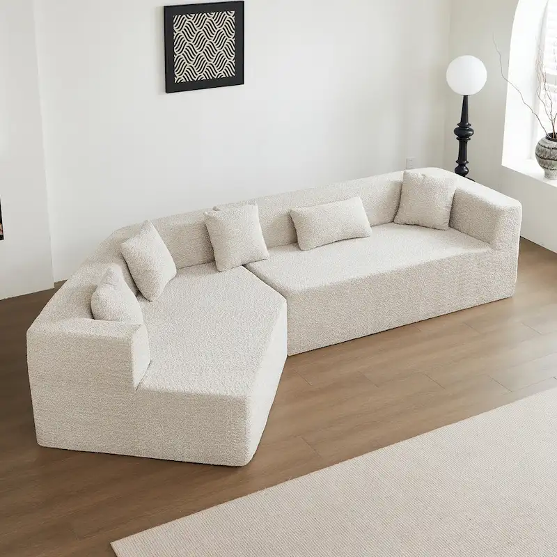 127.5 Polyester Upholstered Modular Oversized Minimalist Comfy Sectional Compressed Sofa
