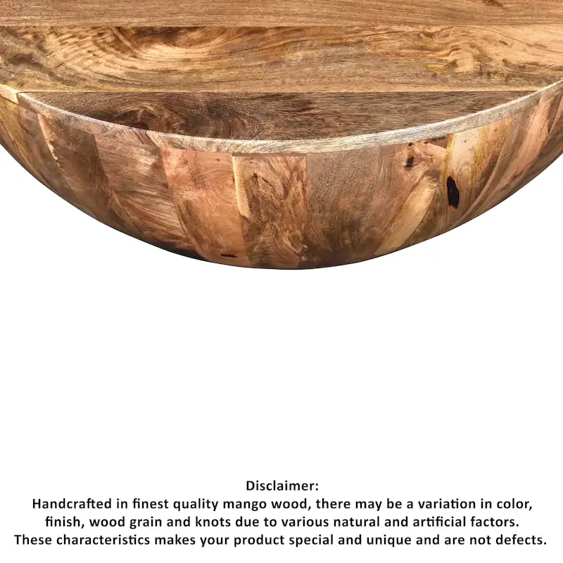 Arthur Mango Wood Coffee Table In Round Shape, Dark Brown