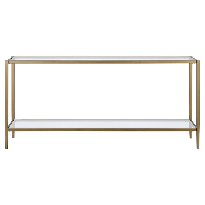 Hera 64 Wide Rectangular Console Table with Glass Shelf - 64 Wide