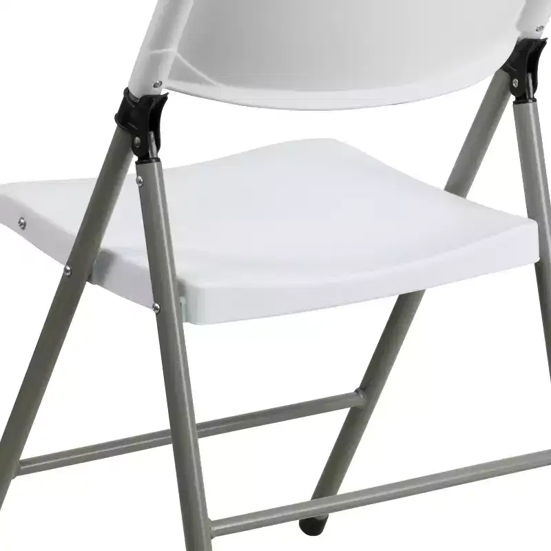 Emma and Oliver 2 Pack Commercial White Plastic Event Party Rental Folding Chair