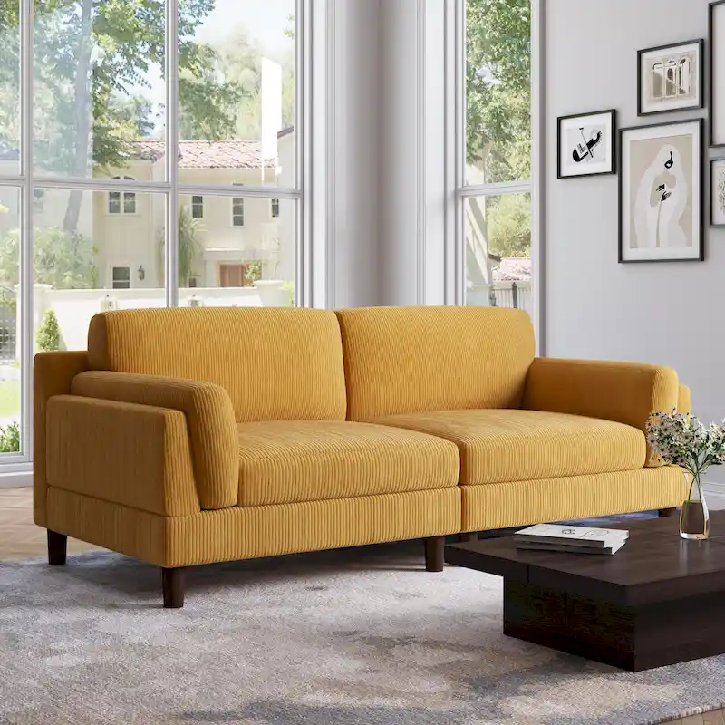 90.2W Corduroy Upholstered 2 Seater Living Room Sofa