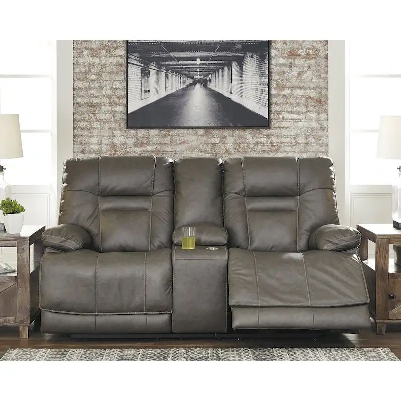 Signature Design by Ashley Wurstrow Leather Power Adjustable Reclining Loveseat - N/A