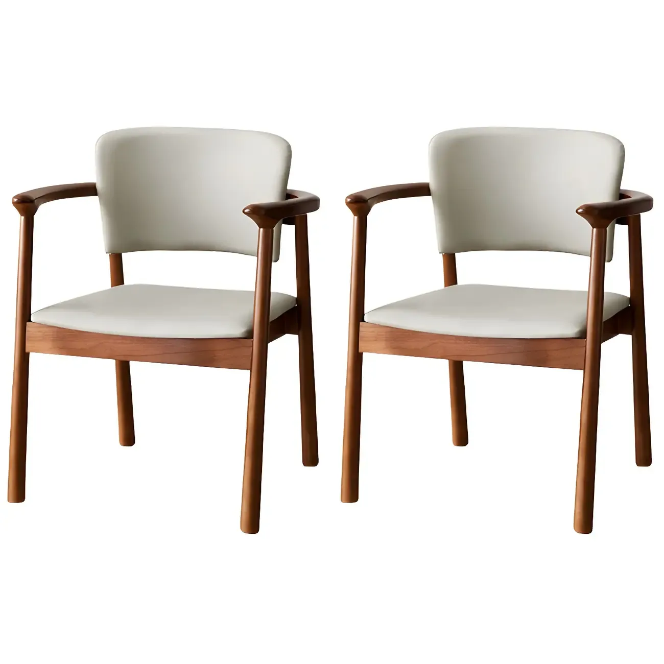 Modern Upholstered Rubberwood Arm Dining Chair Set of 2