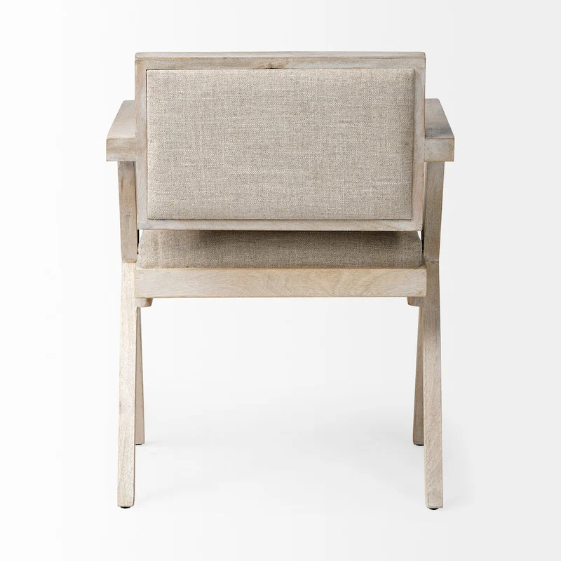 Topanga Beige Fabric Wrap Seat With Blonde Solid Wood Frame Dining Chair - 23 W x 22 D x 31.5 H