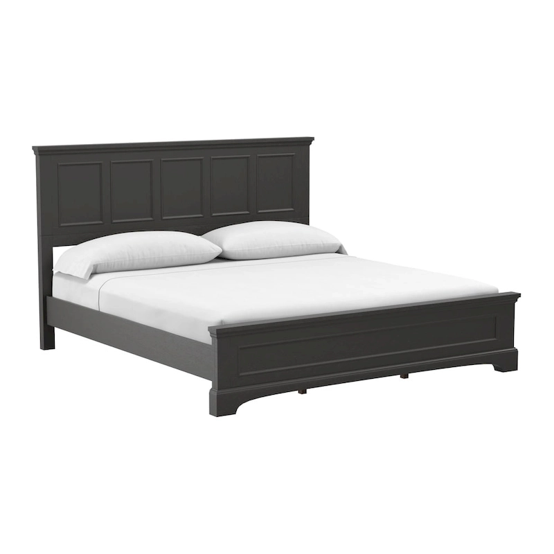 Farmhouse Basics Rustic Black Finish Panel Bed Set