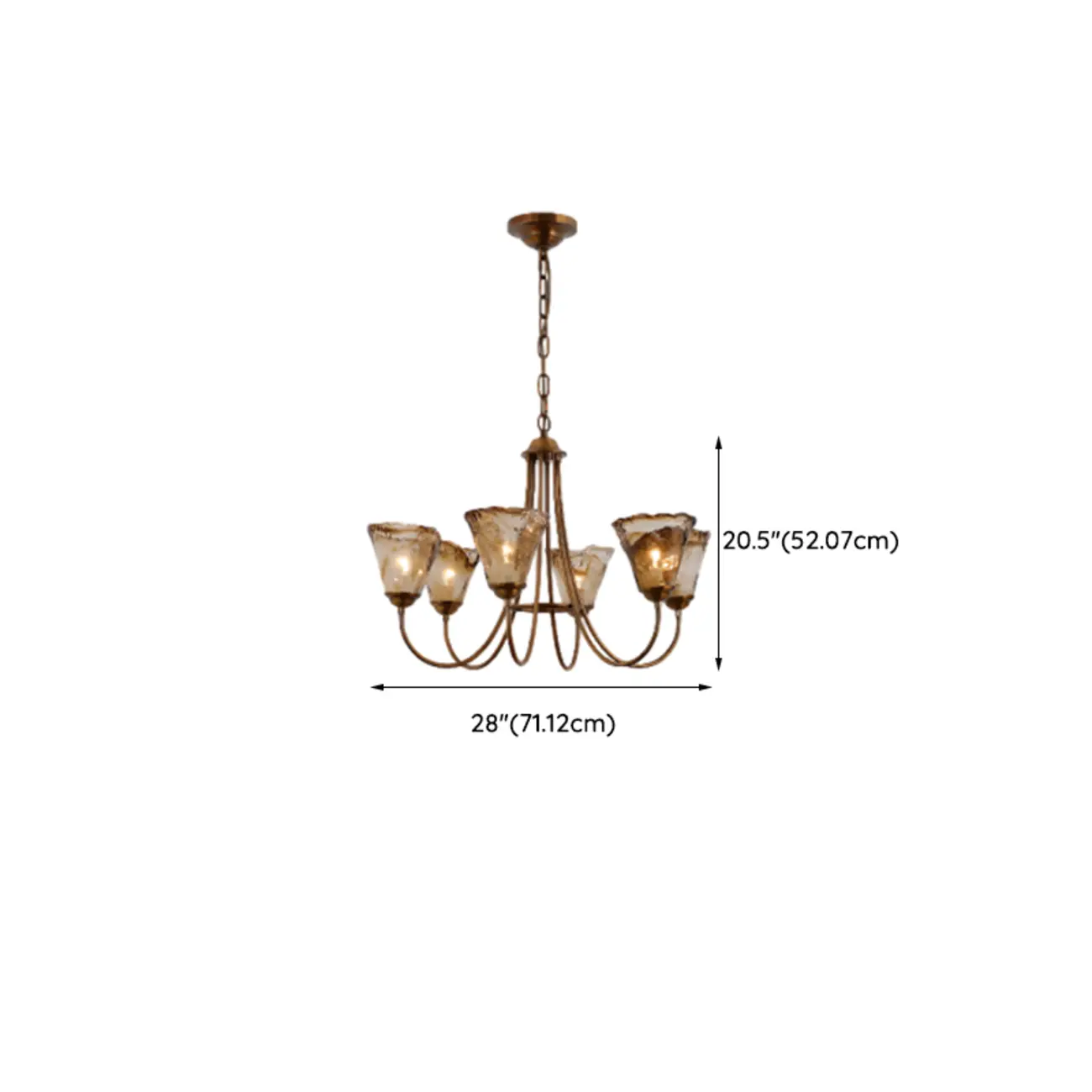 6 Lights Modern Amber Flower Glass Chandelier