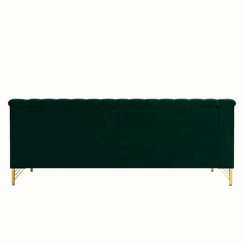 Modern Designs Velvet Upholstered Living Room Sofa, 3 Seat Sofa Couch With Golden Metal Legs with green Sofa - 83.46*31.9*30.5