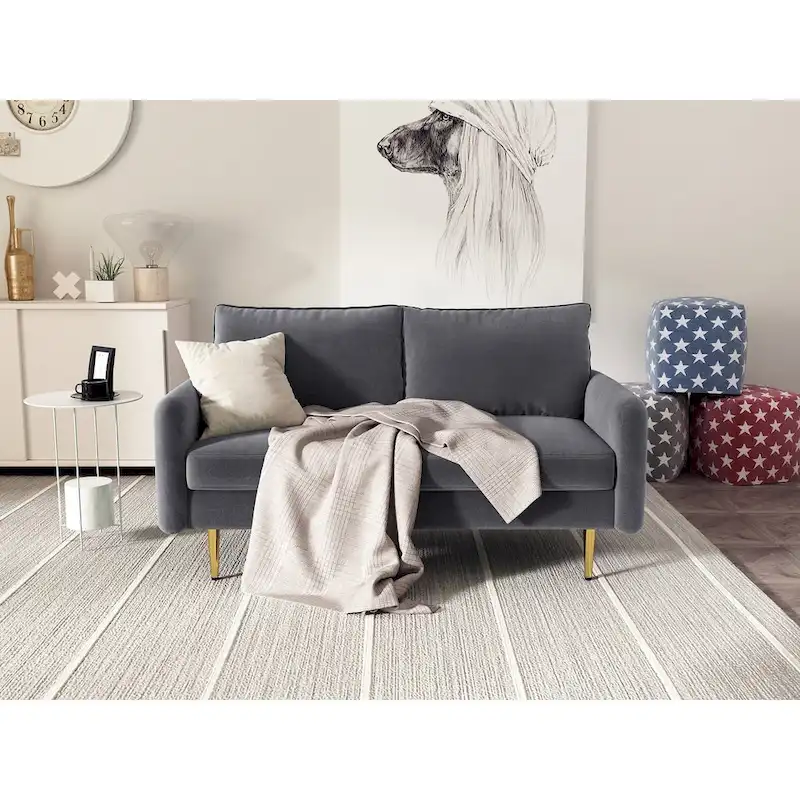 58 Velvet Square Arm Loveseat