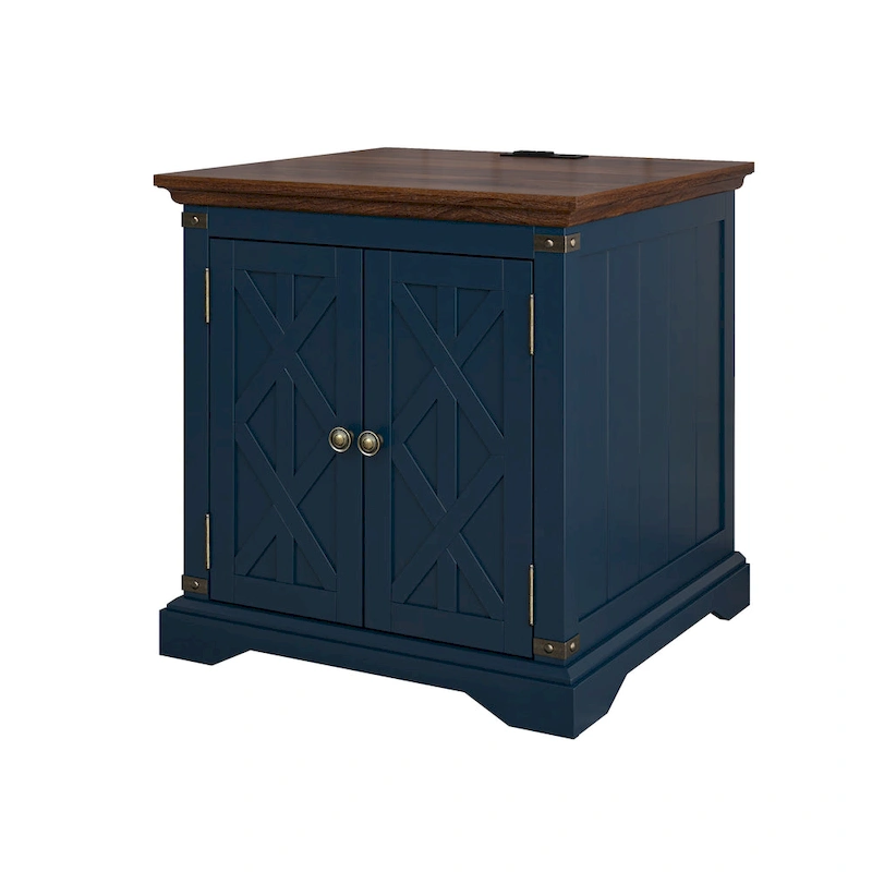 Farmhouse End Table with Charging Station - 25 in Height