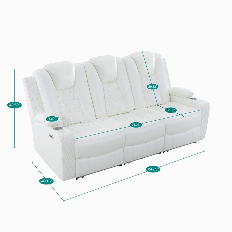 Premium Air Leather Home Theater Loveseat with LED Lights, Recliner with Built-in Speakers & Wireless Charging