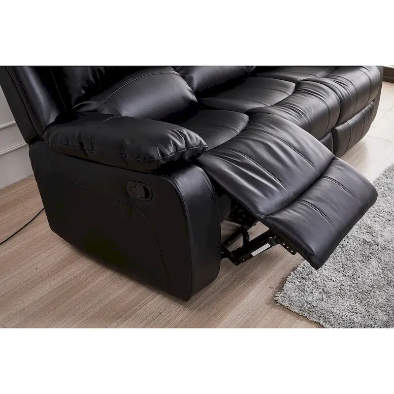 Betsy Furniture 3 Piece Bonded Leather Reclining Living Room Set, Sofa, Loveseat and Glider Chair