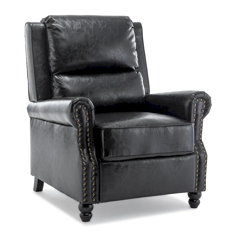 Nail-head Padded Seat Pushback Recliner Chair