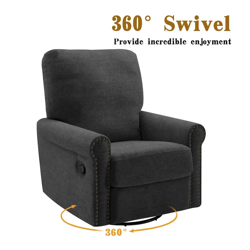 360 Degree Swivel Glider Manual Recliner Leisure Chair Set of 2