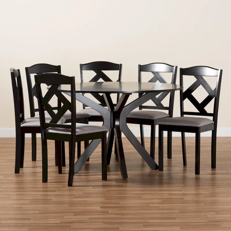 Carlin Modern and Transitional 7-Piece Wood Dining Set
