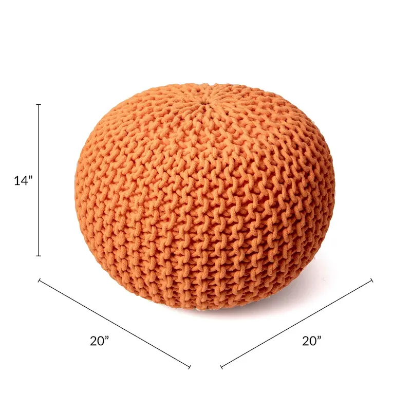 Nuloom Bruges Knitted Solid Cotton Ottoman Pouf