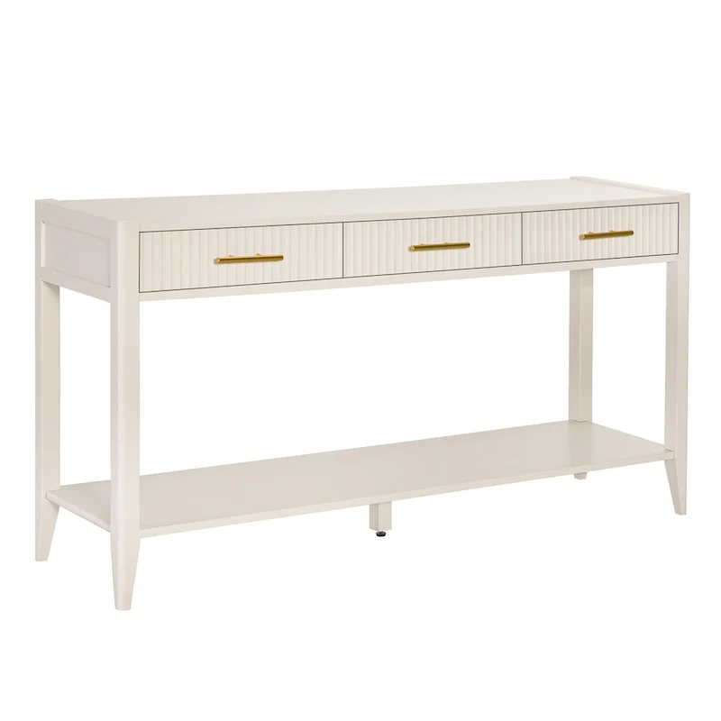 High-Quality Entryway Console Table with Vertical Stripe Drawers, Long Legs