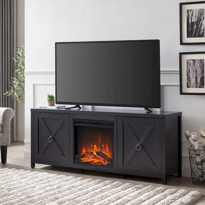 Granger 58  TV Stand with Log Fireplace Insert
