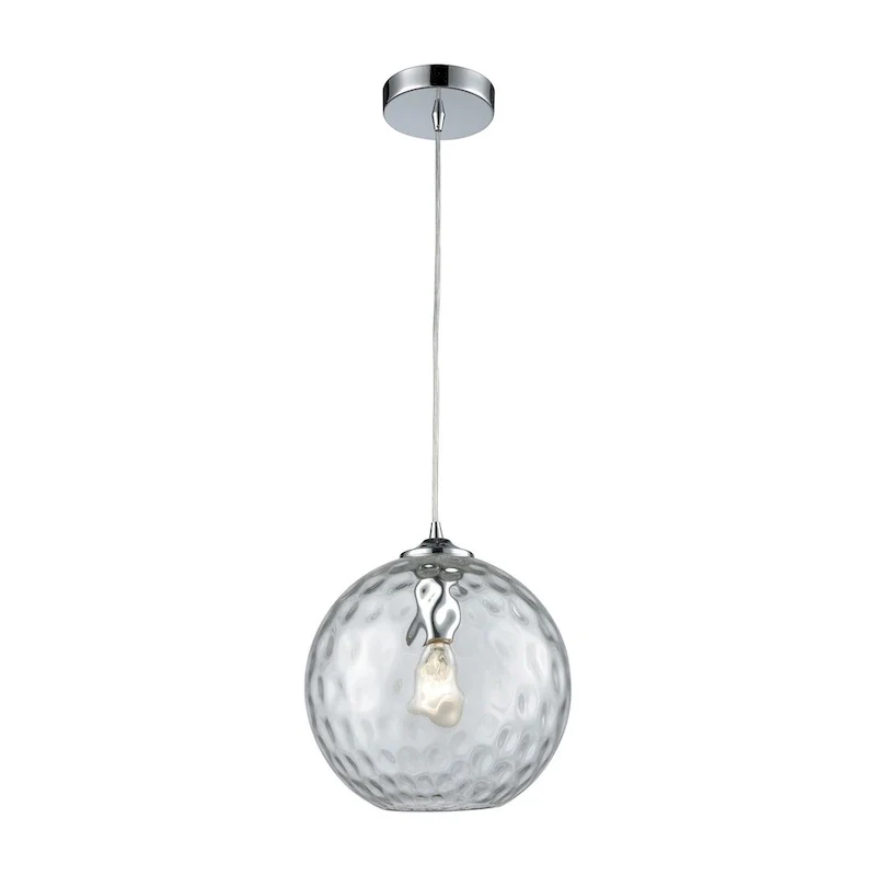 Elk Home Watersphere Chrome With Hammered Glass 1 Light Pendant