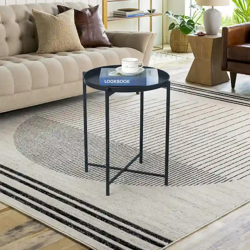 Adeco Gold End Table Metal Waterproof Snack Beside Table Accent Coffee Table - 16.9(D)x 16.9(W)x 20.5(H)