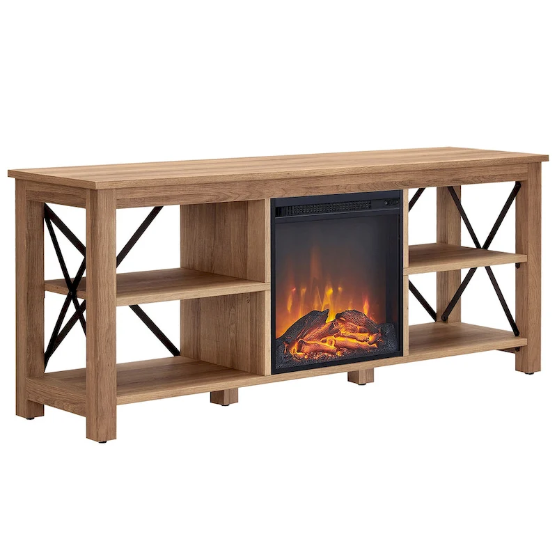 Sawyer TV Stand with Log Fireplace Insert