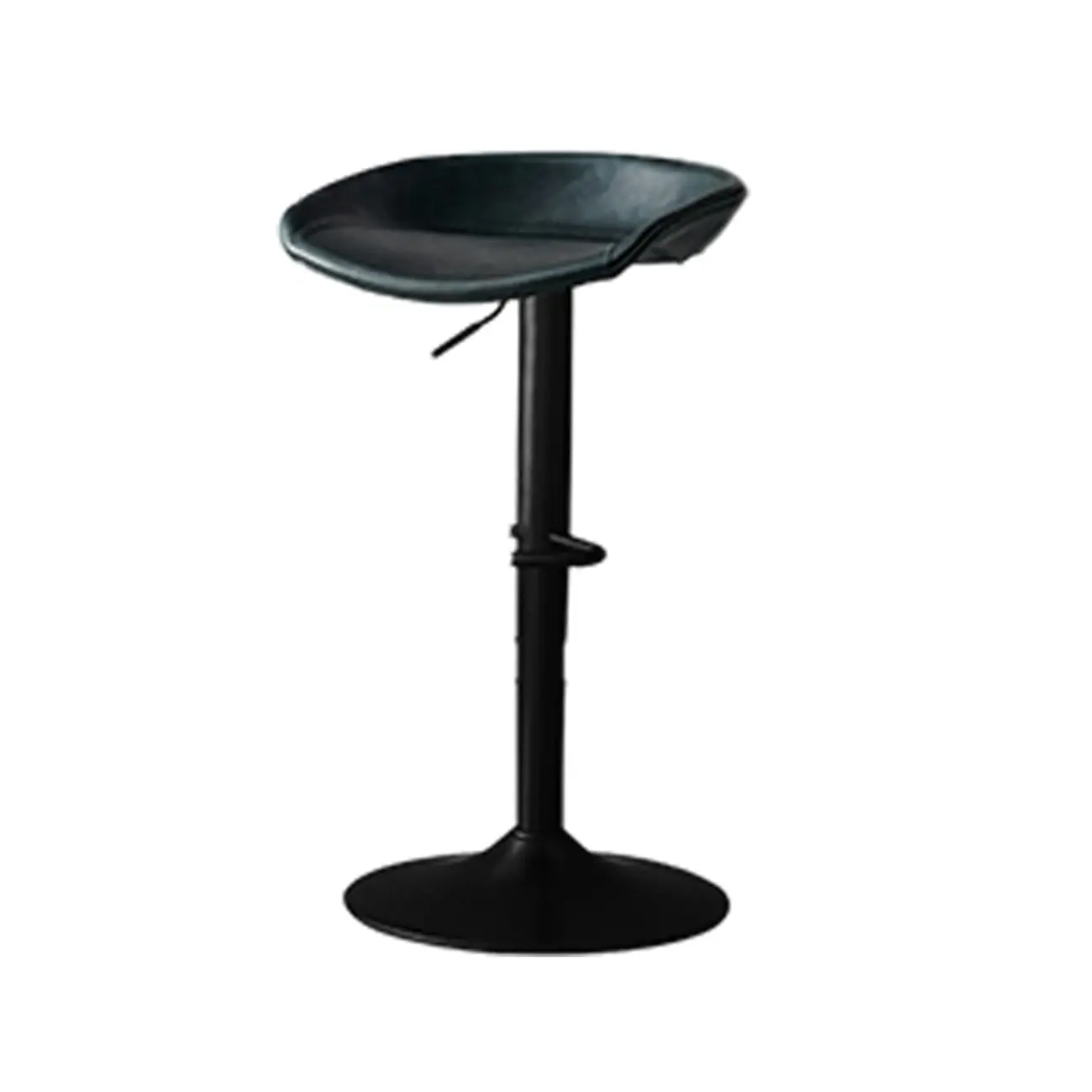 Adjustable Black Leather Saddle Swivel Bar Stools