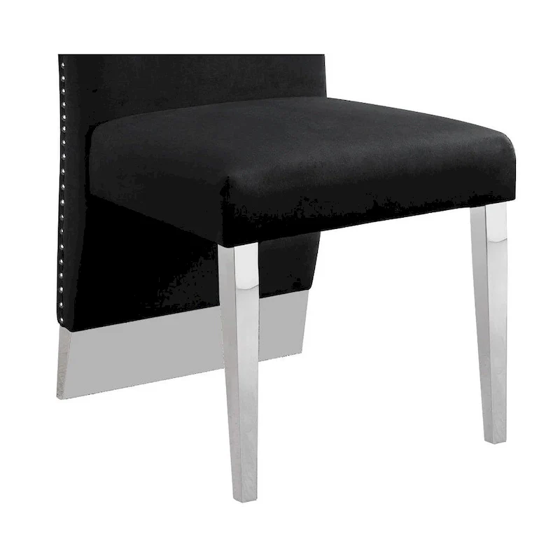 Best Quality Furniture Dining Chair includes Pleated Back, Nailhead-Trimmed, Chrome-Legged Chair (Set of 2)