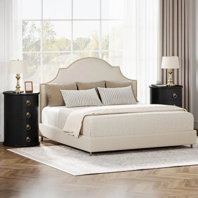 Solid Wood Bedside Table, Nightstand with 4 Drawers