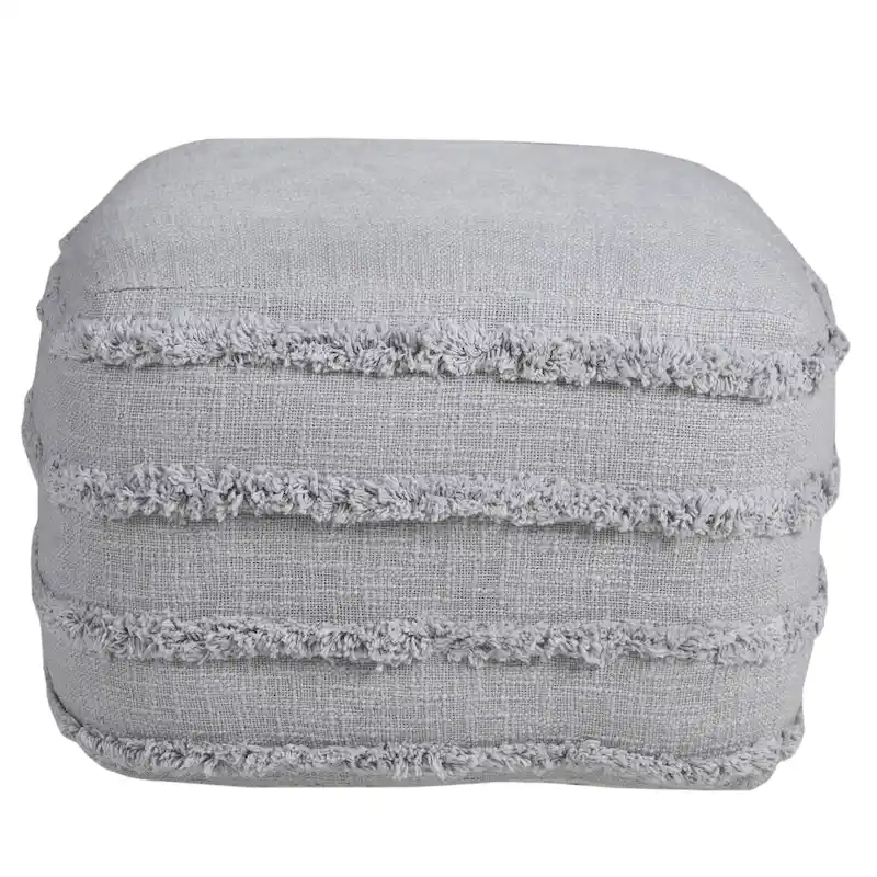 Sevita Solid Textured Stripe Pouf Ottoman
