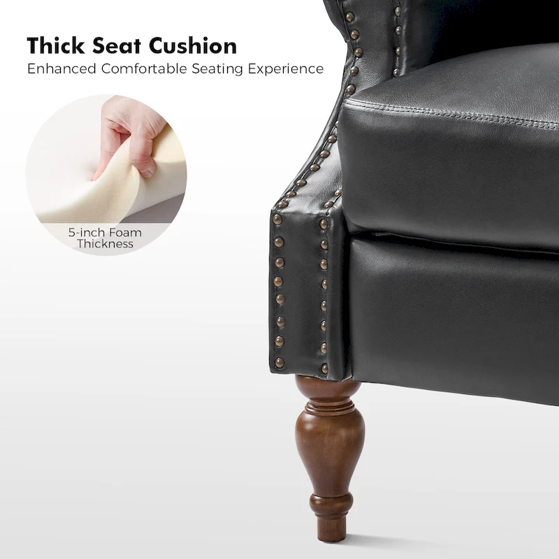 Terri Traditional Vegan Leather Manual Push Back Recliner by HULALA HOME