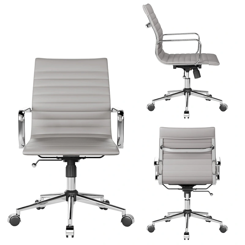 CAROCC Ribbed Computer Office Chair Swivel Lift tilt function Ergonomic Premium Leather Desk Armchair