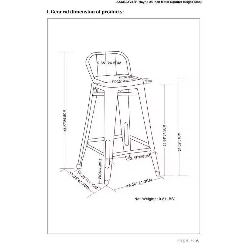 Set of 4 24 Josephine Metal/Wood Counter Height Barstools - WyndenHall
