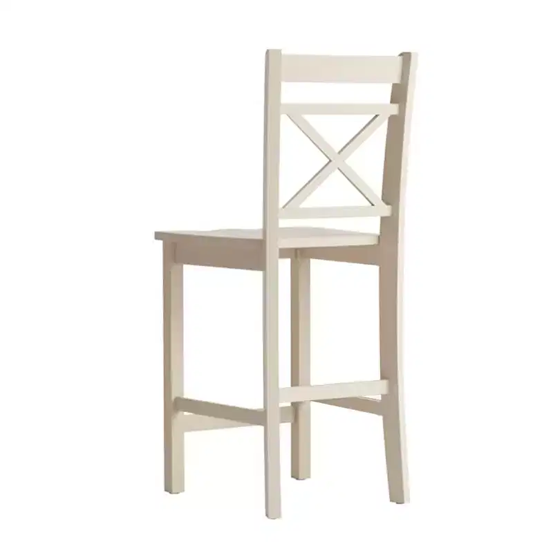 Set of 2 Armless X-Back Counter Height Chairs - Cherry / Cream - Seats 2