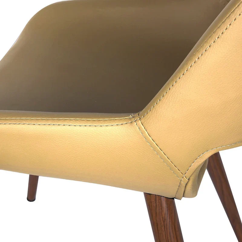 Langa Faux Leather Mid-Century Dining Chair with Metal Legs