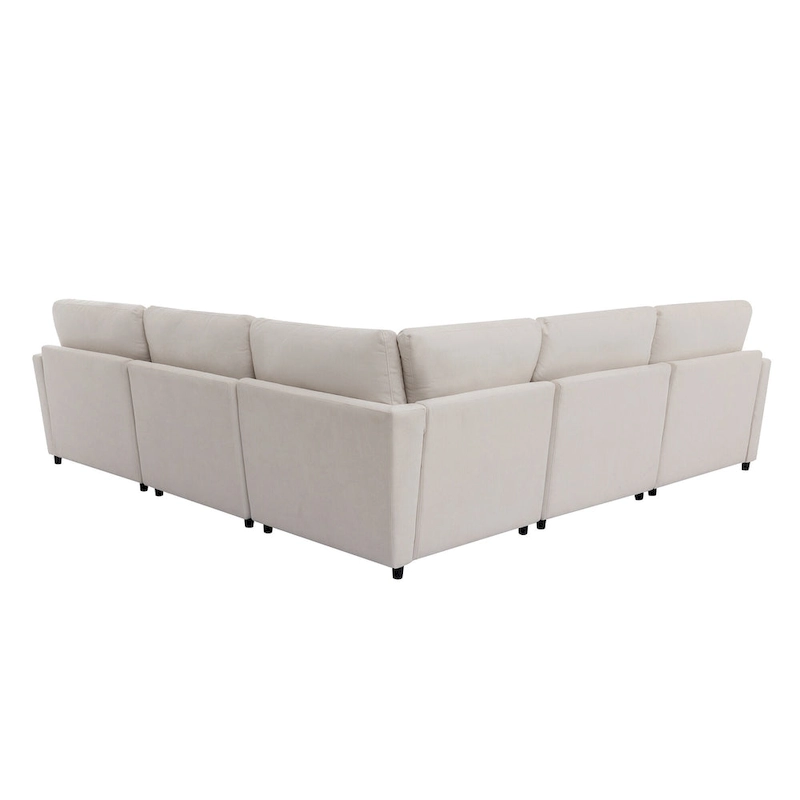 100.4 Spacious U-Shape 6 Seater Sectional Sofa with Removable Ottomans and Pillow, Flexible Configuration
