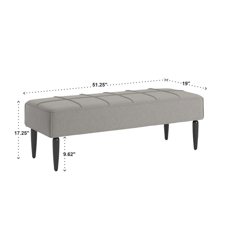 Cassian Black Finish Linen Upholstered Bench by iNSPIRE Q Modern