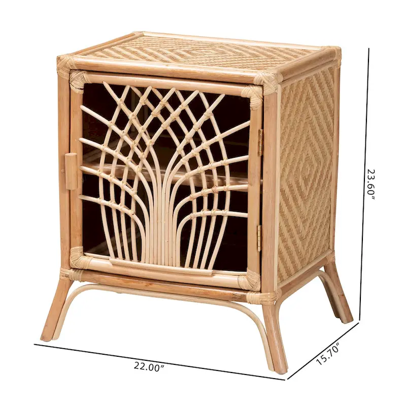Danna Modern Bohemian Natural Brown Rattan Nightstand