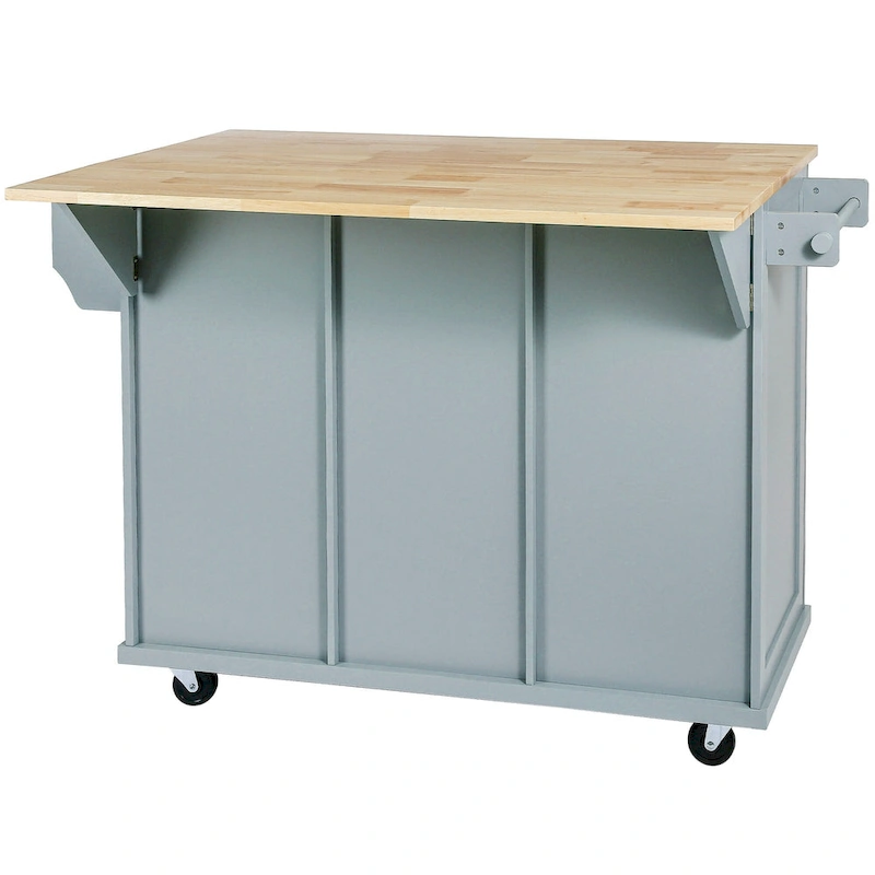 Nestfair Kitchen Island Cart with Drop-Leaf Countertop and 3 Drawers