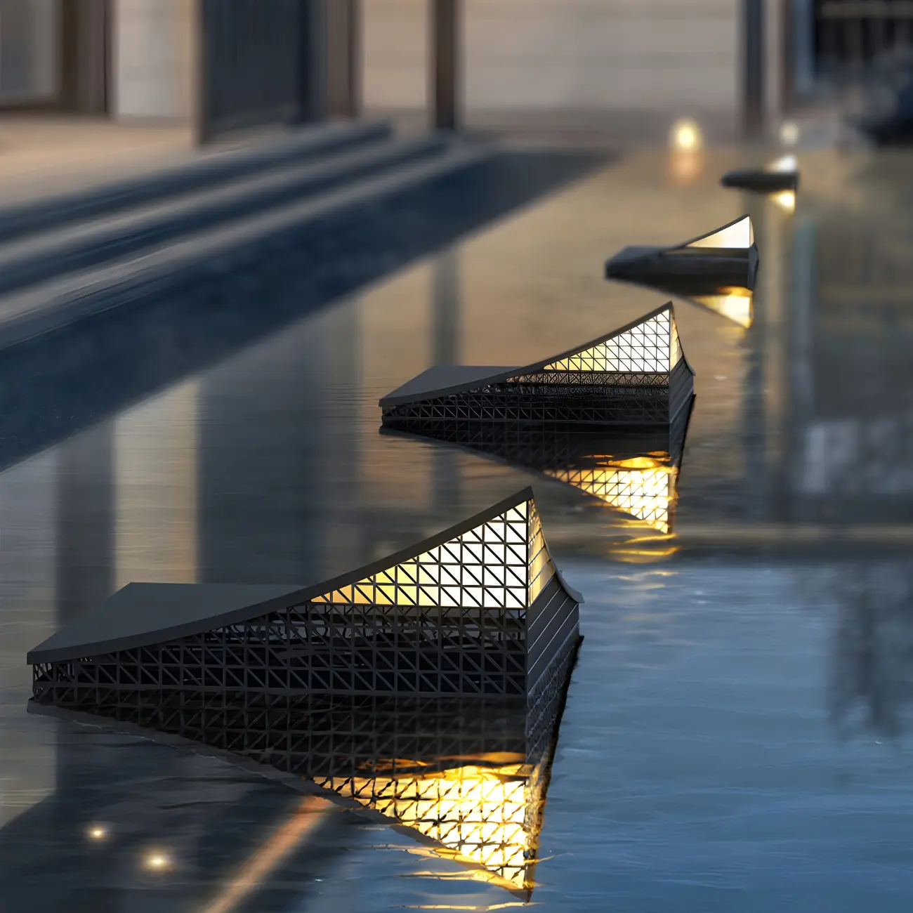 Designed Eave Simple Black Metal Post Cap Light